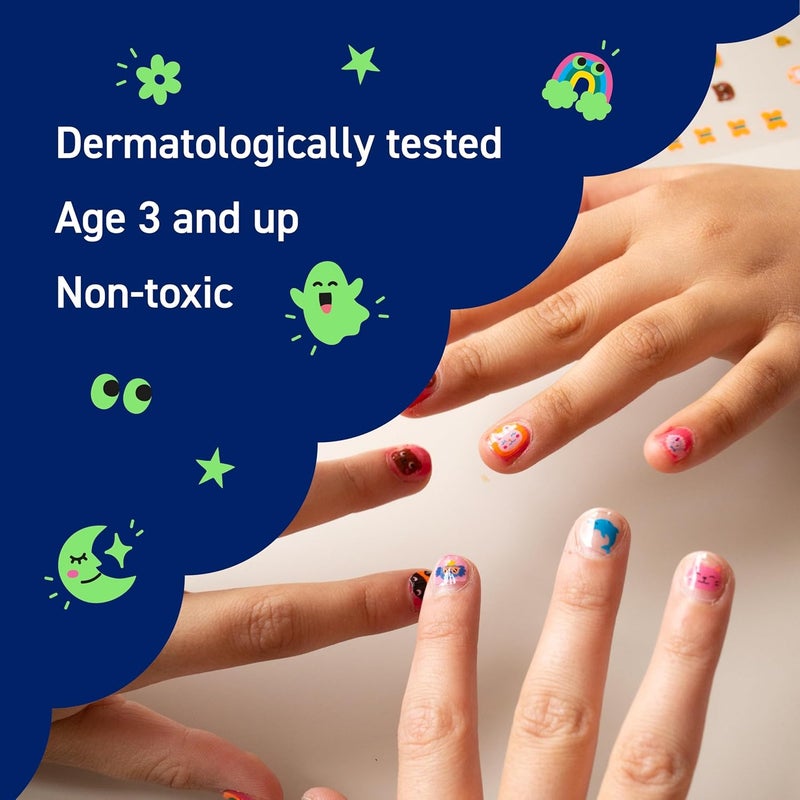 omY Glow in The Dark Nail Stickers for Kids - 200 Stickers, Waterproof, Durable, Fun, Creative Designs | Strong Enough to Last Through Hand Washing - Easy to Apply, Safe, Non-Toxic | Age 3 and Up - Image 5